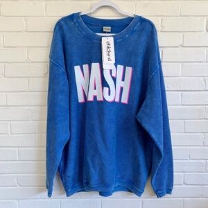 Chicka-D Original Corded Crewneck 'NASH' Sweatshirt in Blue, SZ XL NWT